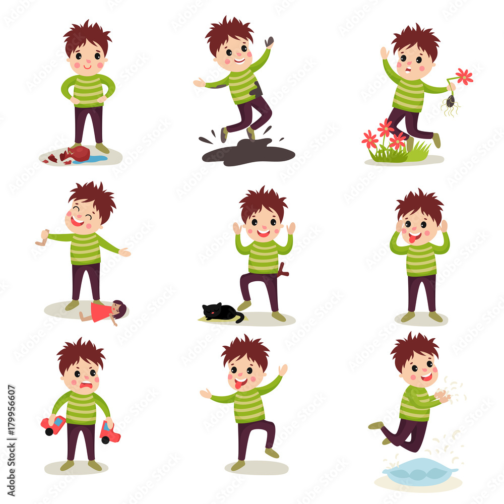 Bad boy with crazy hair having fun, playing games and making mess Bad boy with crazy hair having fun, playing games and making mess