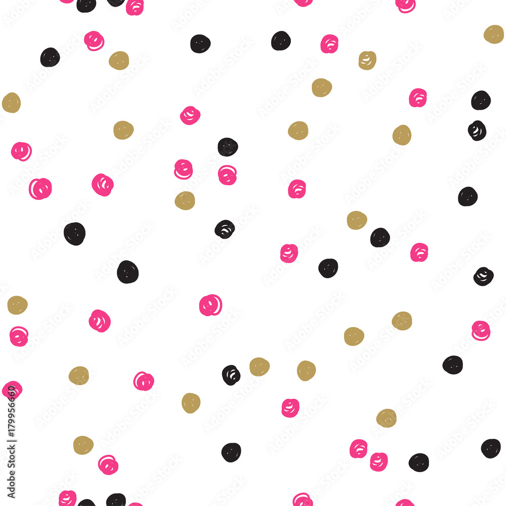 Seamless ink brush painted polka dot pattern. Vector illustration. Seamless ink brush painted polka dot pattern. Vector illustration.