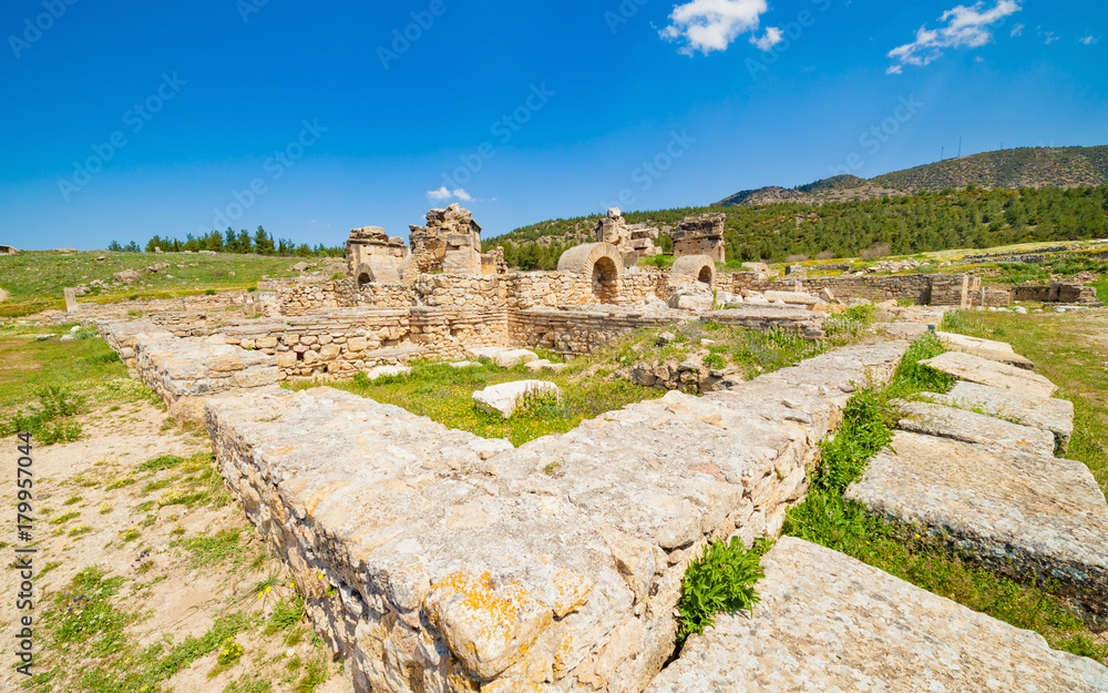 Hierapolis ancient town adjacent to modern Pamukkale in Turkey