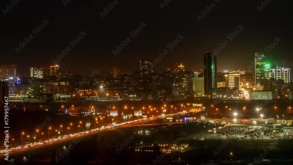 Night scene of a metropolis, bridge and river. 4K time-lapse Night scene of a metropolis, bridge and river. 4K time-lapse