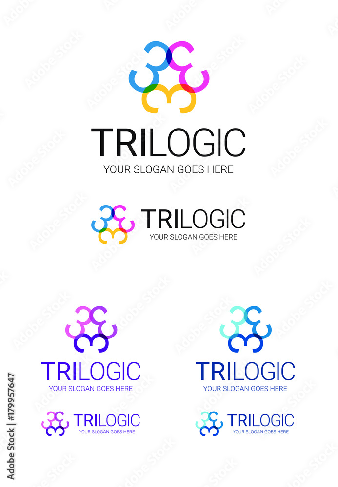 Numeric logo template Trilogic - colorful