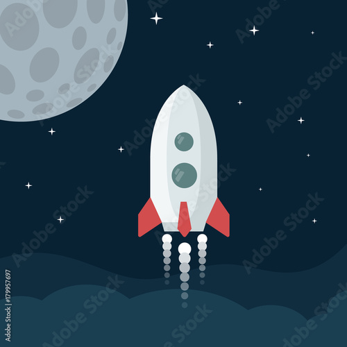 Vector Rocket launch illustration