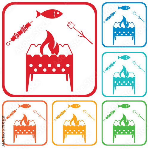 Grilled fish, zephyr and  kebab icon