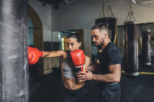 trainer and female boxer