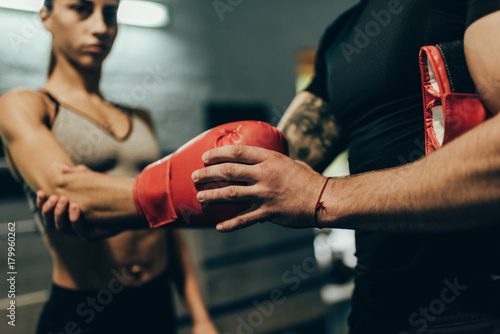 trainer and female boxer