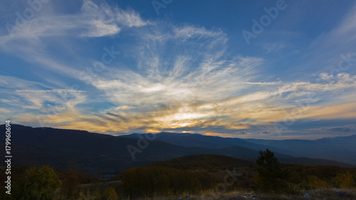 Campo di Giove  Abruzzo  Italy  - Sunset over the Majella mountains
