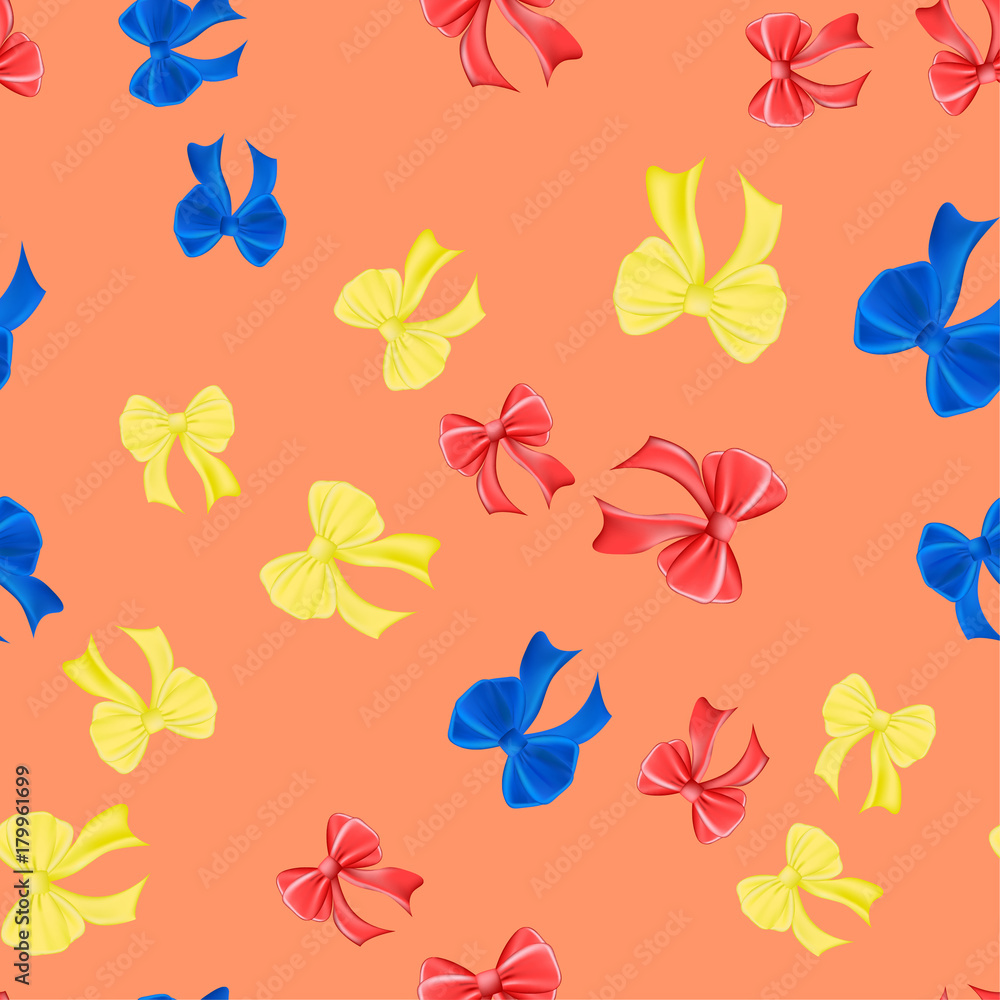 Seamless pattern with multi-colored bows. Vector illustration.