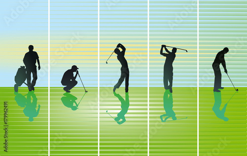 Golfspieler auf green, Illustration