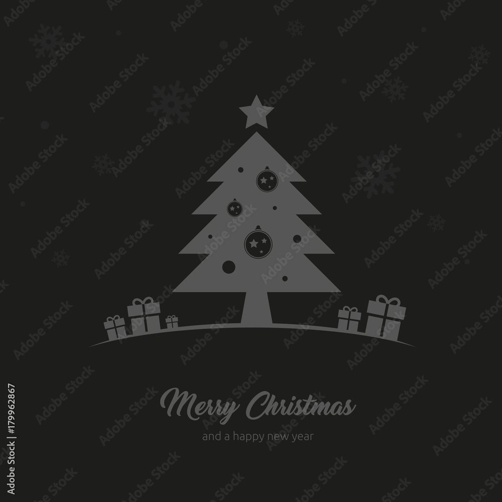 elegante und schlichte Grußkarte für Weihnachten mit Merry Christmas