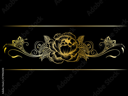 Gold indian line art border