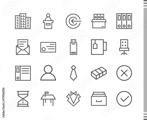 Flat vector icons with a thin line. Set for mobile applications. Business and Sales