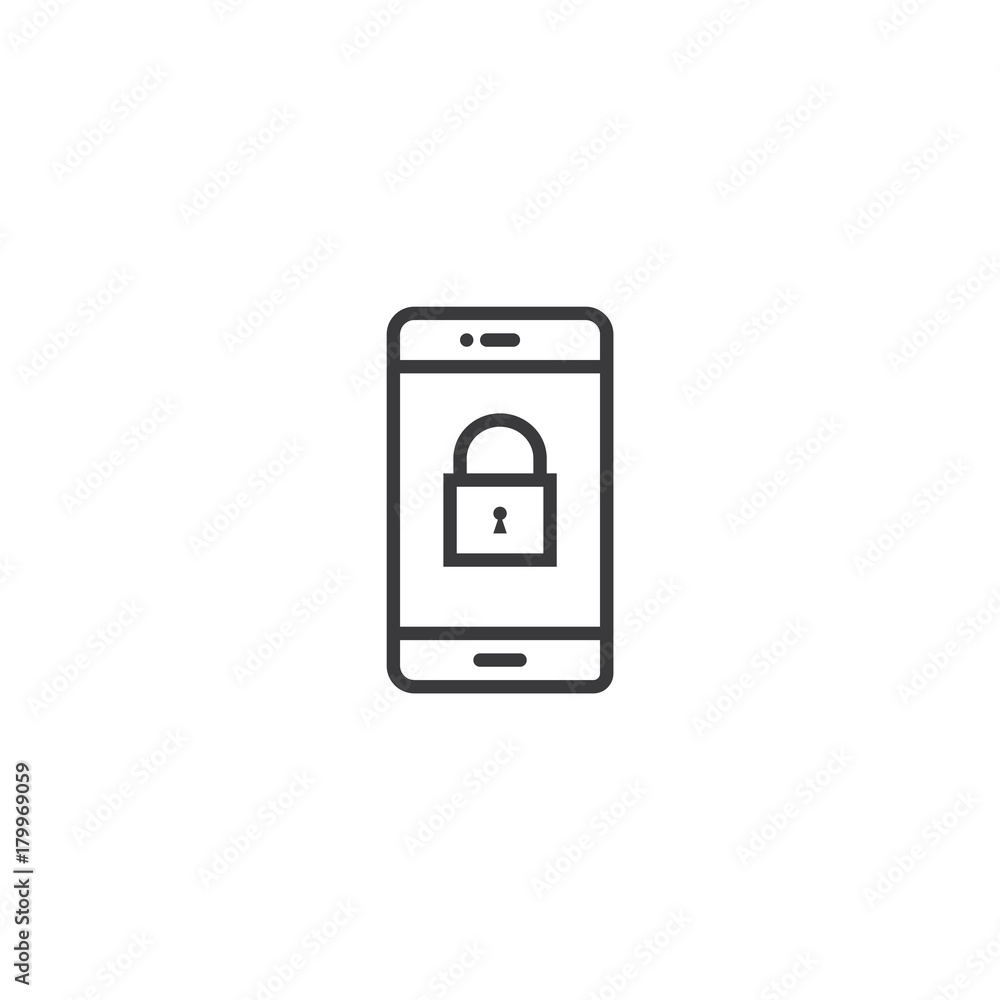 phone lock Icon. line style vector illustration phone lock Icon. line style vector illustration