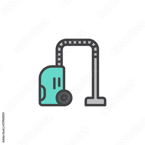 Vacuum cleaner filled outline icon, line vector sign, linear colorful pictogram isolated on white. Room cleaning service symbol, logo illustration. Pixel perfect vector graphics