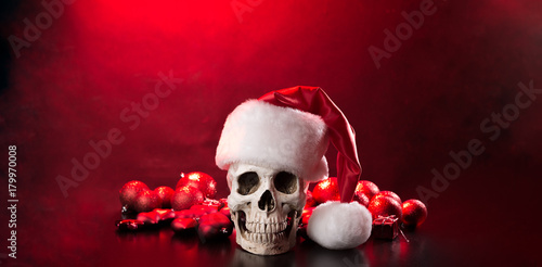 New year's skull. The concept of the poster to the Christmas party