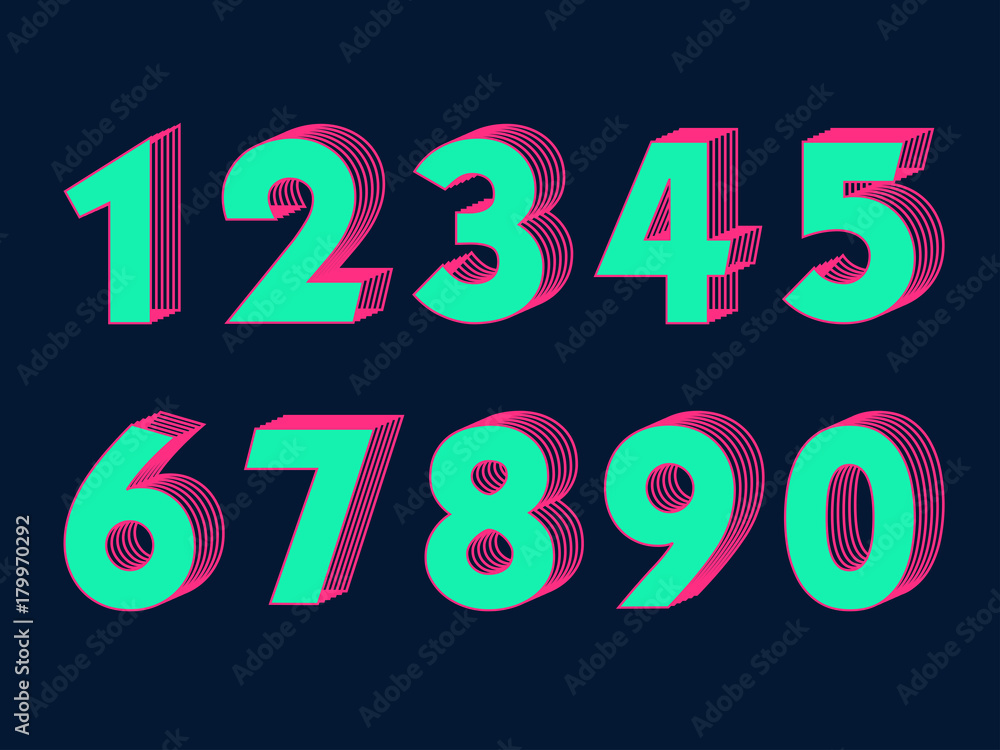 (Element) set of ten numbers form zero to nine, 3d number design (Element) set of ten numbers form zero to nine, 3d number design