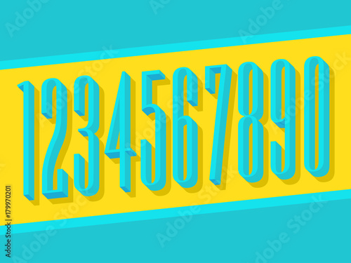 (Element) set of ten numbers form zero to nine, 3d number design