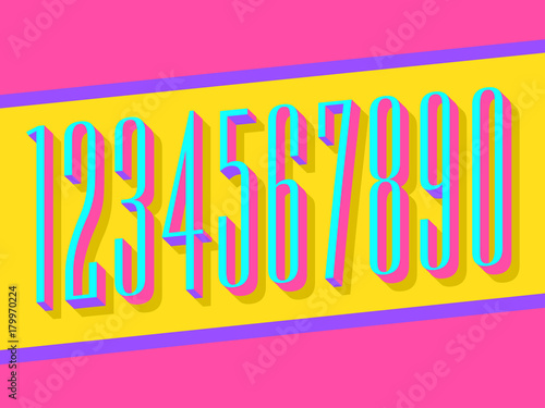 (Element) set of ten numbers form zero to nine, 3d number design
