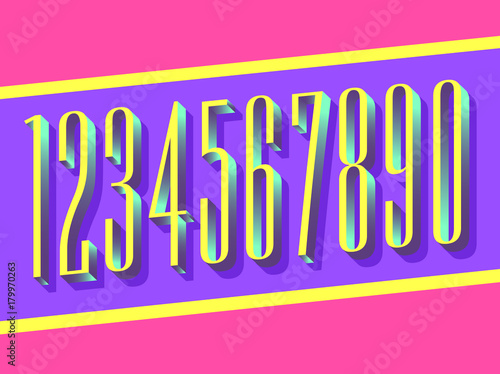(Element) set of ten numbers form zero to nine, 3d number design