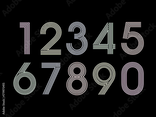 (Element) set of ten numbers form zero to nine, number flat design