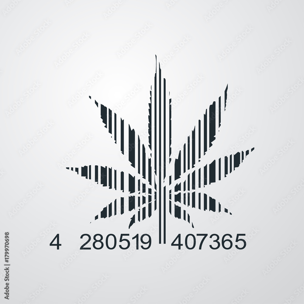 Naklejka premium Icono plano codigo de barras marihuana en fondo degradado