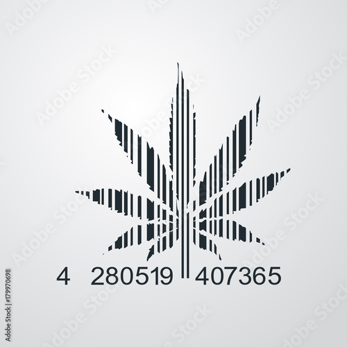Icono plano codigo de barras marihuana en fondo degradado