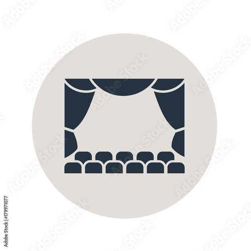 Icono plano teatro en circulo gris