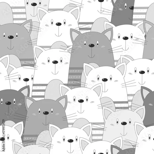Tapety Ślicznych kotów kolorowy bezszwowy deseniowy tło