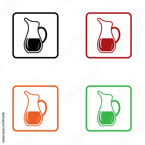 flat juice jug icon editable in black orange red and green colors isolated for web and applications
