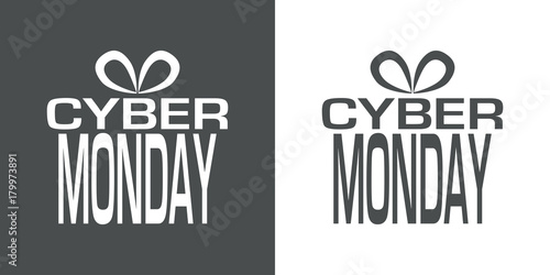 Logotipo CYBER MONDAY en regalo gris y blanco