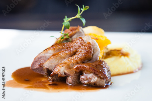 Roasted duck with mashed potatoes