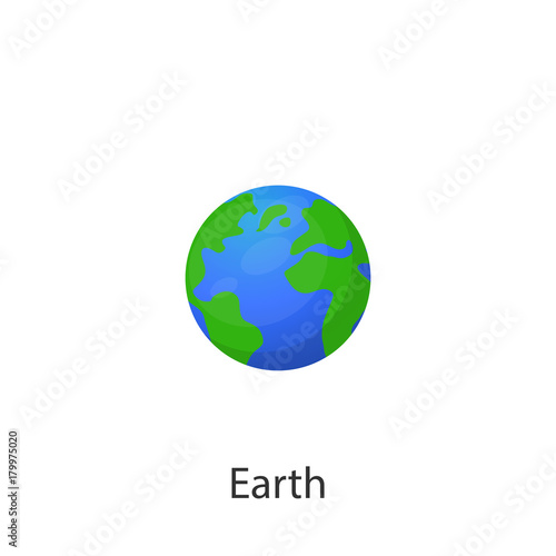 Earth. Vector illustration on a white background. Bulk sticker of the planet. Realistic sticker 3d.