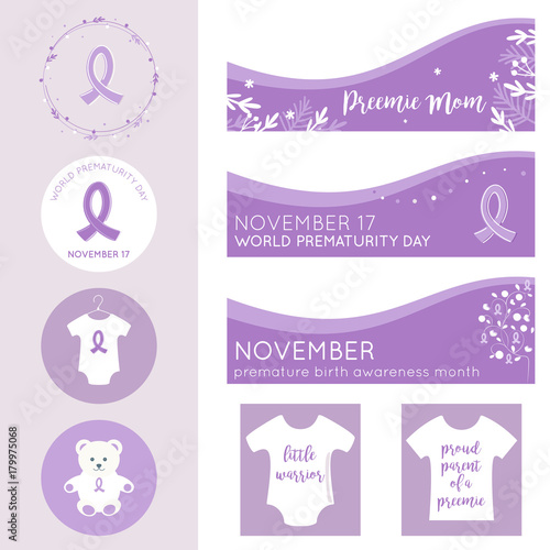 World Prematurity Day Banners, Posters and Badges Vector Templates