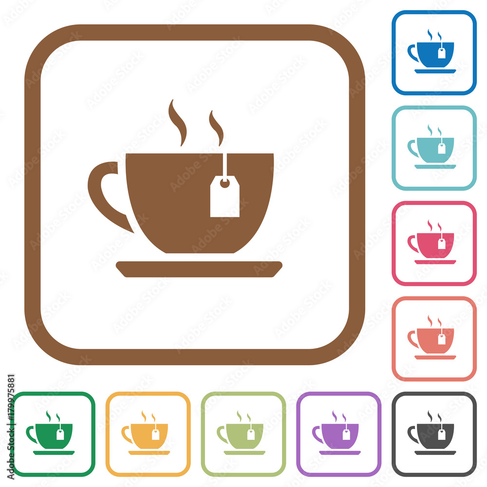 Cup of tea with teabag simple icons Cup of tea with teabag simple icons