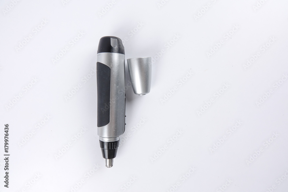 Battery powered nose hair trimmer isolated on white. Battery powered nose hair trimmer isolated on white.