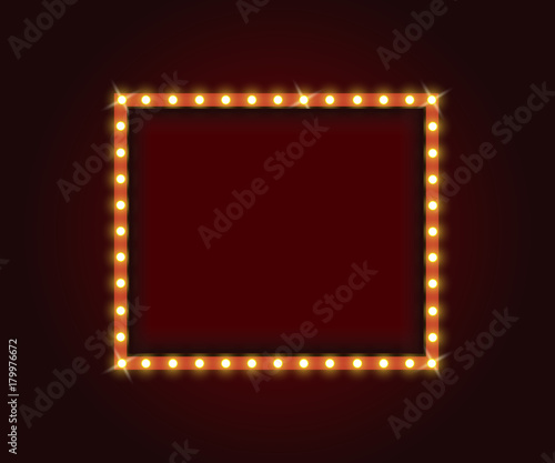 Retro marquee frames with light bulbs