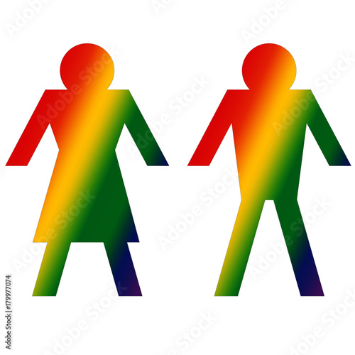 Male and Female rainbow signs