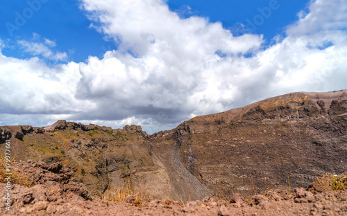 Vesuvius volcano National park panorama at sunny day.