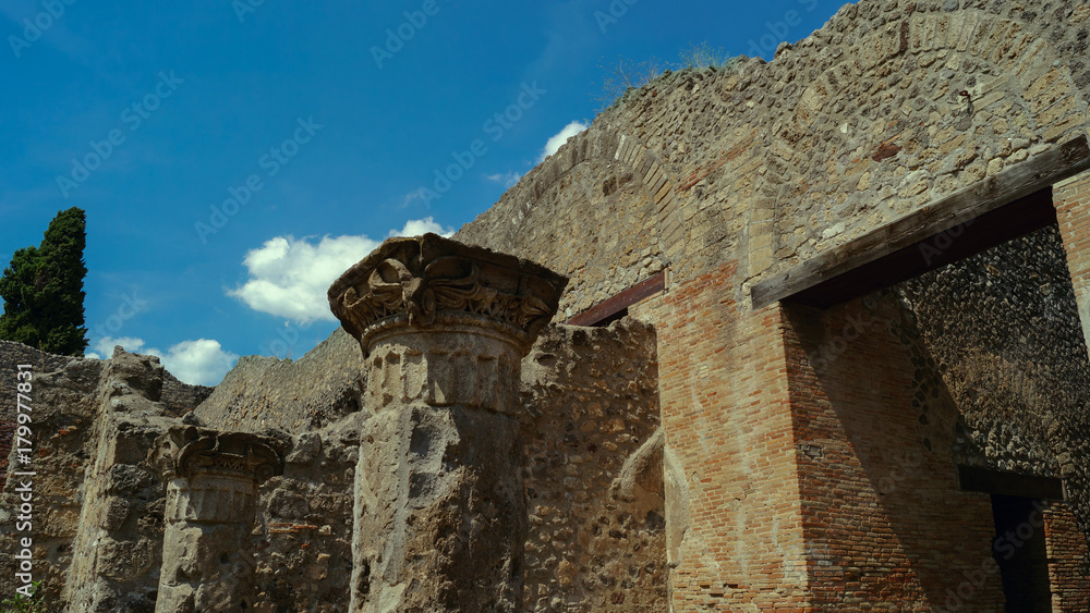 Fototapeta premium The City Ancient Pompeii, Historic Landmark in Italy