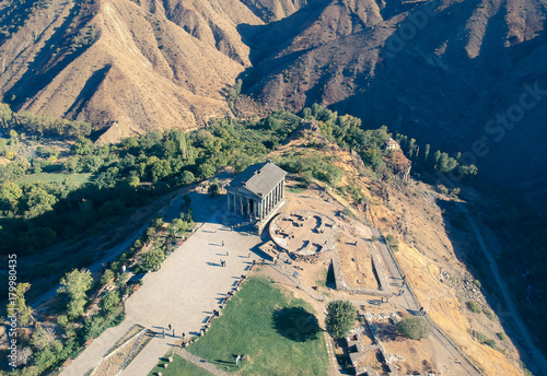 Famous Garni Temple Aerial Drone Shot, Armenia, Caucasus photo