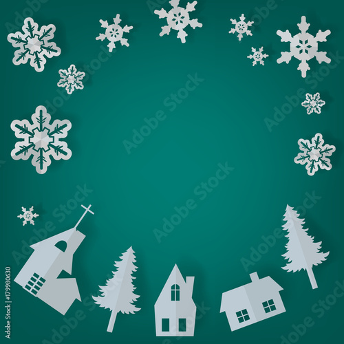 Vector paper cut with snowflakes. Template may be used for laser cutting. Suitable for christmas paper cards, design elements, scrapbooking. Vector illustration.