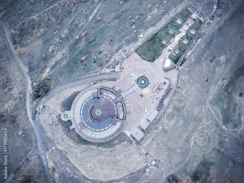Aerial drone photo of Medieval fortress in Armenia, Gyumri