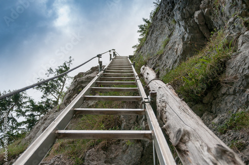 Fototapeta Naklejka Na Ścianę i Meble -  ladder on mount Traunstein