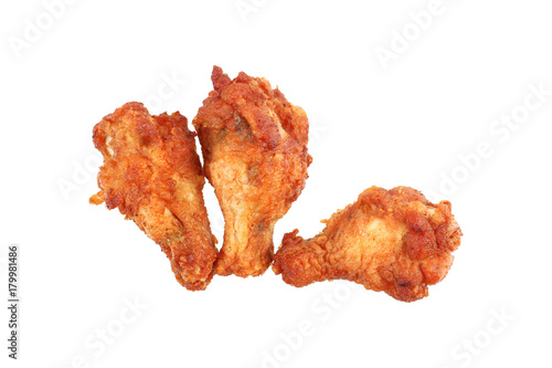 deep fried chicken thighs isolated on white