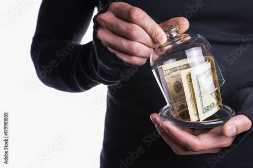 The young man handed money