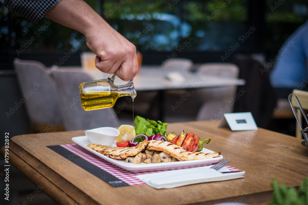seafood plate on table restaurant