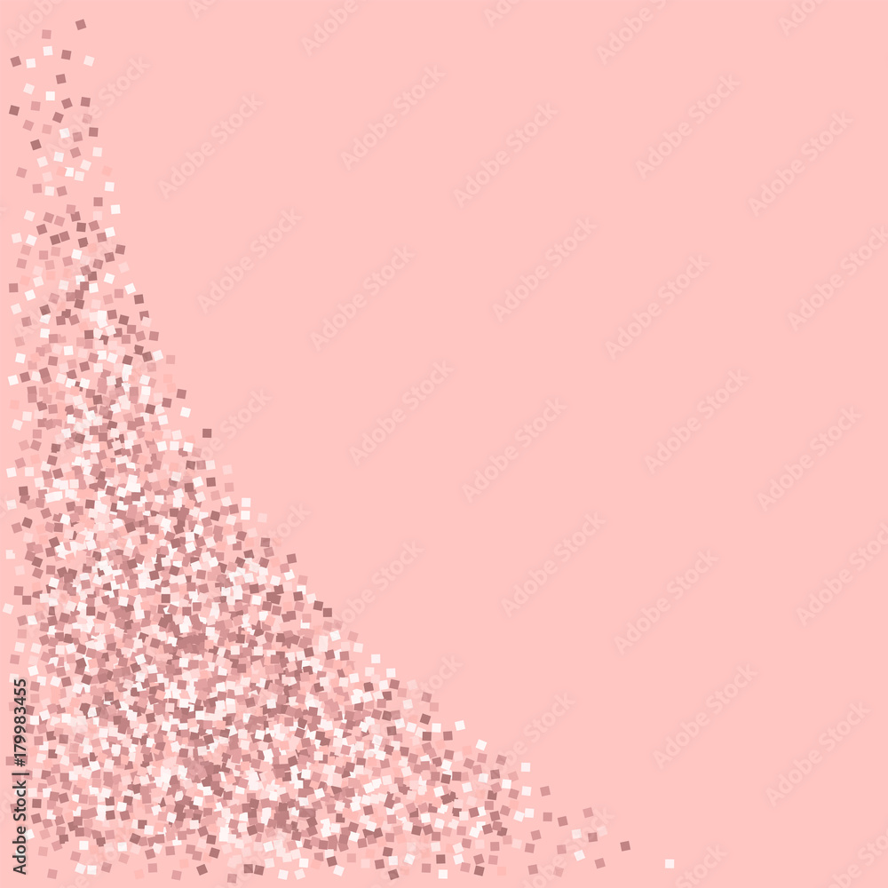 Pink gold glitter. Bottom left corner with pink gold glitter on pink