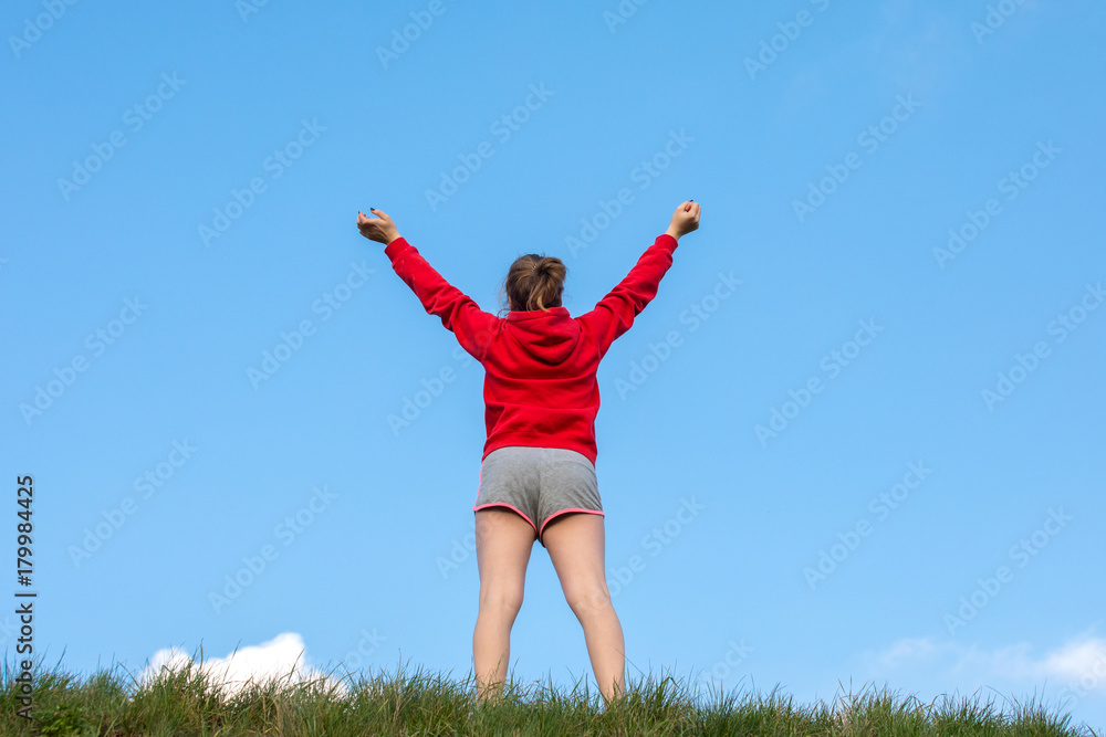 Female runner stretching  after a running session

