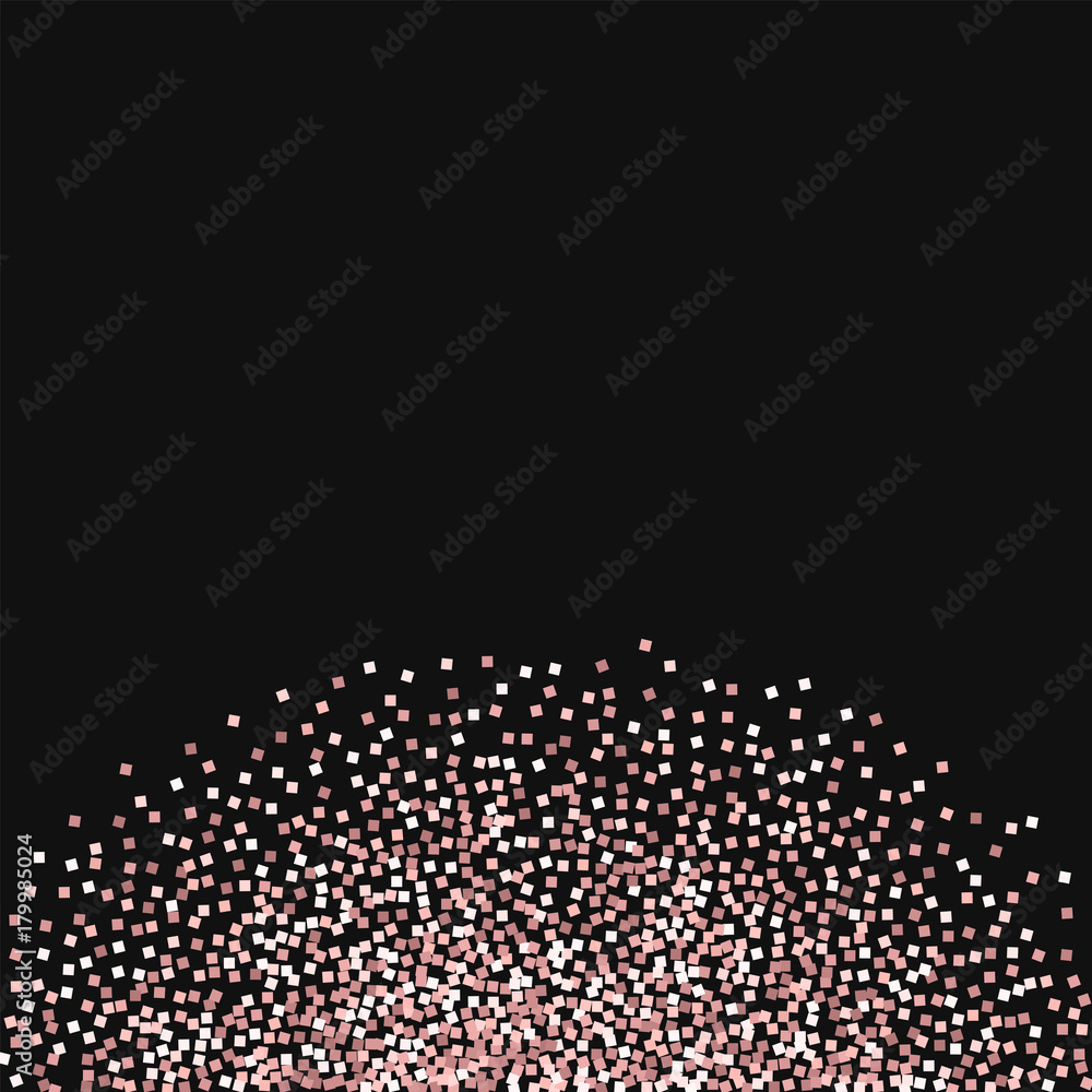 Pink gold glitter. Bottom semicirclee with pink gold glitter on black