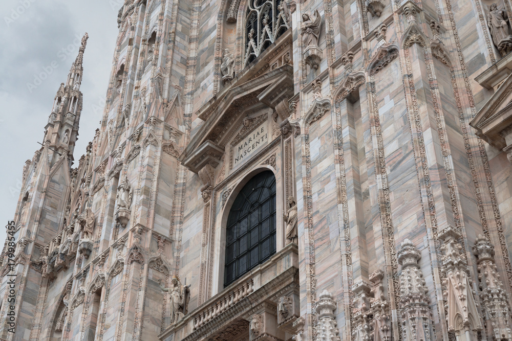 Milan cathedral. Details of the facade
