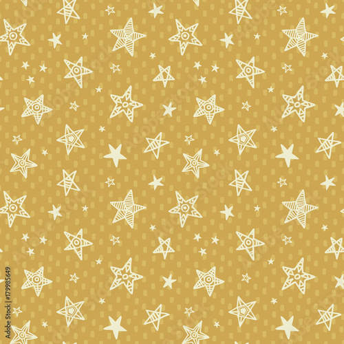 Seamless pattern with hand drawn stars